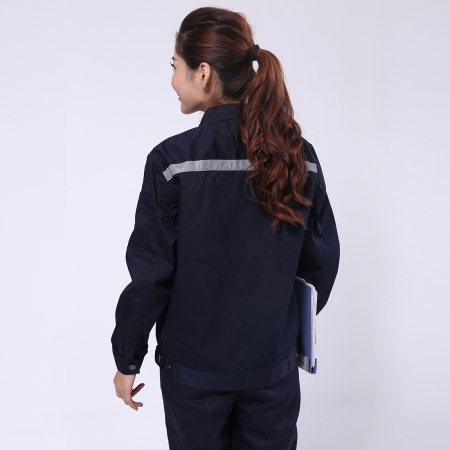 藏青拼米色工作服AC090