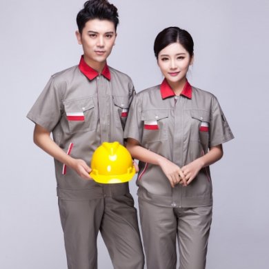 银灰色短袖工作服，工服款式大全