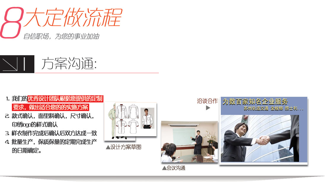 米色夏季工作服装AD107(图6) 本款式工作服定做流程-方案沟通